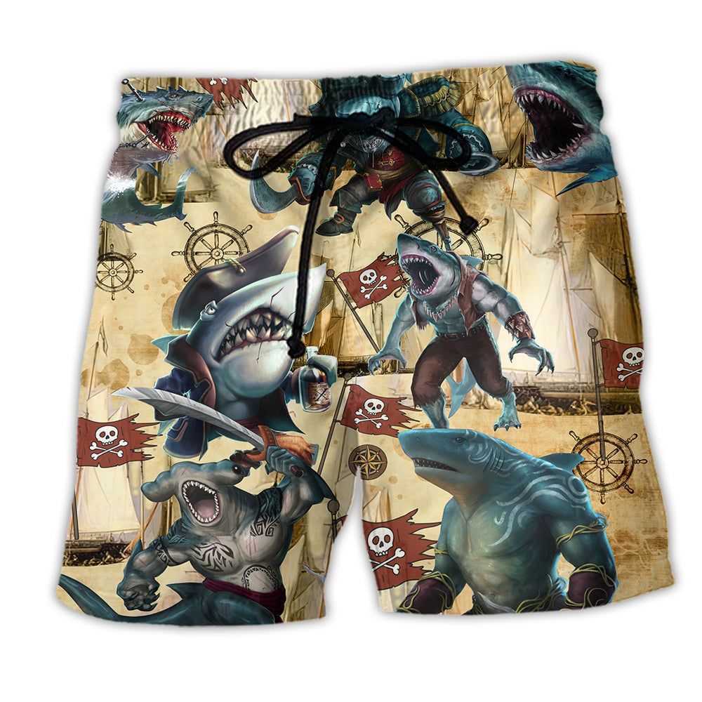 Shark Be Jawsome Be A Shark Trendy Aloha Hawaiian Beach Shorts