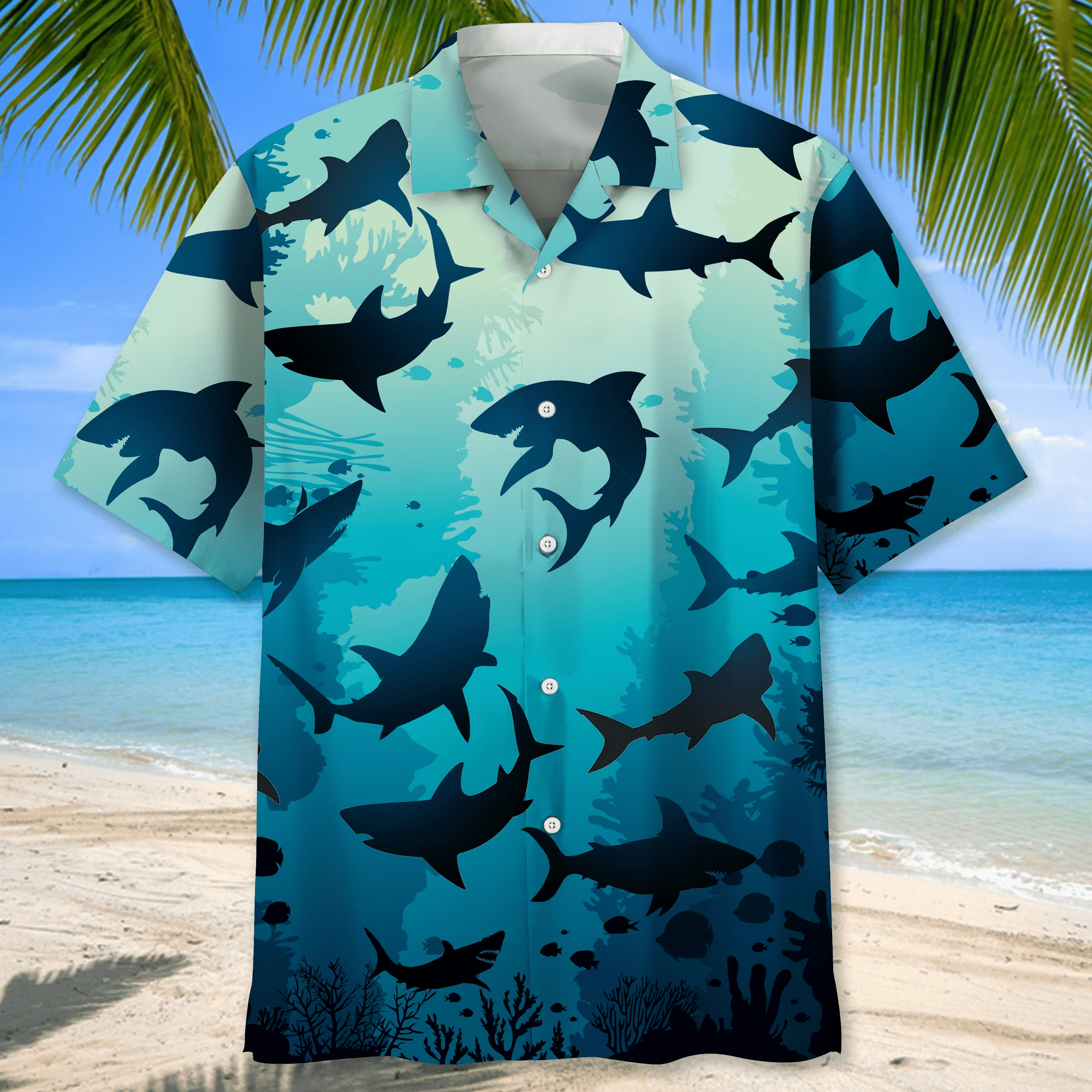Shark Beach Trendy Hawaiian Shirt, Shark Lover Casual Shirt For