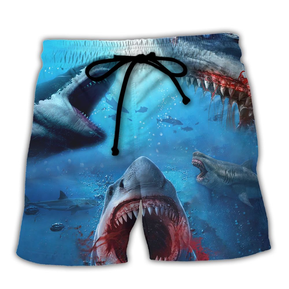 Shark Bites You In The Red Sea Trendy Aloha Hawaiian Beach Shorts