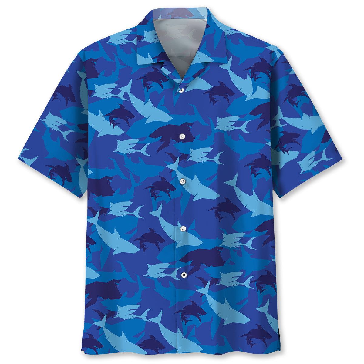 Shark Blue Trendy Hawaiian Shirt