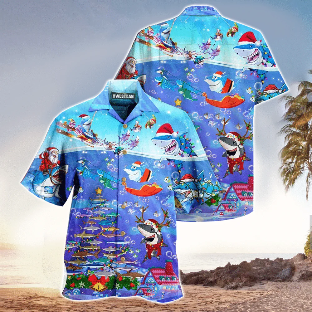 Shark Christmas Shirt, Shark Trendy Hawaiian Shirt For Shark Lovers Shark Christmas Shirt, Shark Trendy Hawaiian Shirt For Shark Lovers