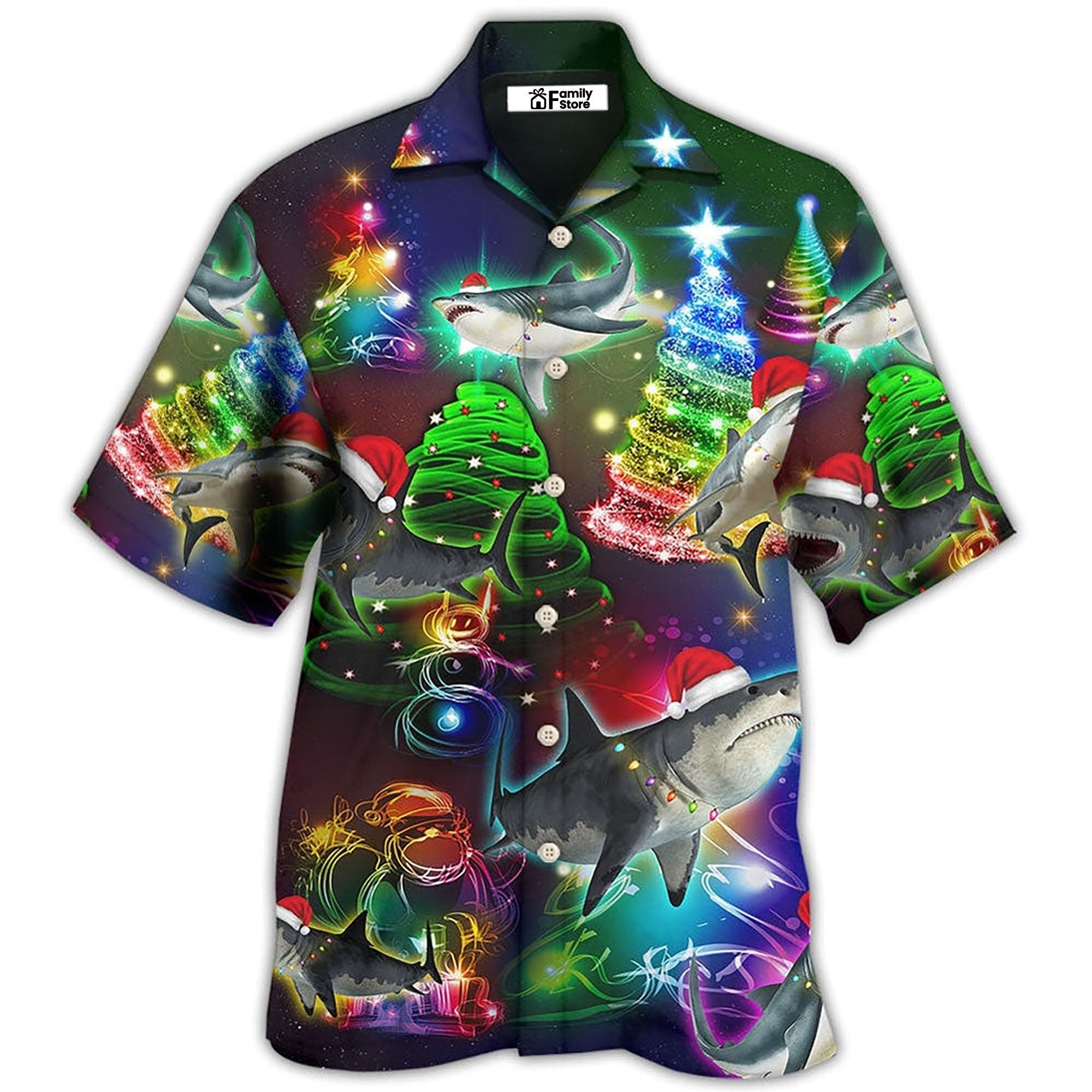 Shark Christmas Tree Shark Hawaiian Shirt Shark Christmas Tree Shark Hawaiian Shirt