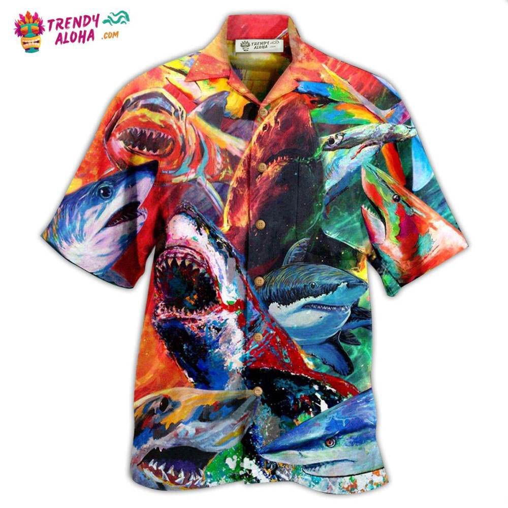 Shark Colorful Just Wanna Have Fun Hawaiian Shirt – Trendy Aloha Shark Colorful Just Wanna Have Fun Hawaiian Shirt – Trendy Aloha