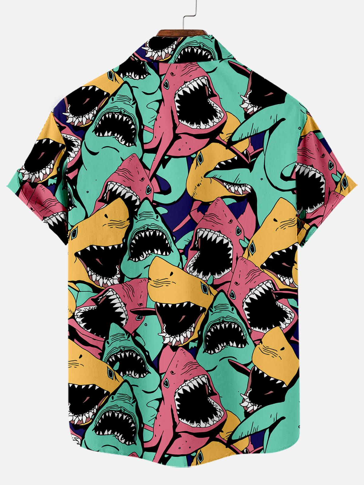 Shark Encounter: Hawaiian Shirt with Deep Sea Shark Theme