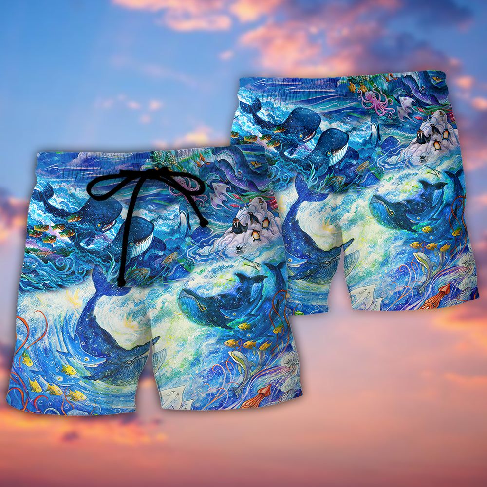 Shark Enjoy Amazing Adventure Trendy Aloha Hawaiian Beach Shorts