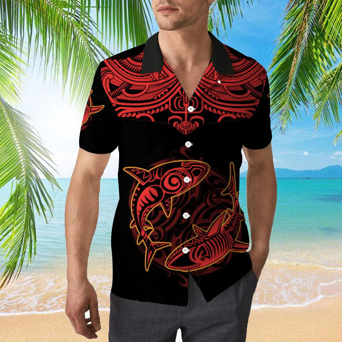 Shark Fishing Trendy Hawaiian Shirt