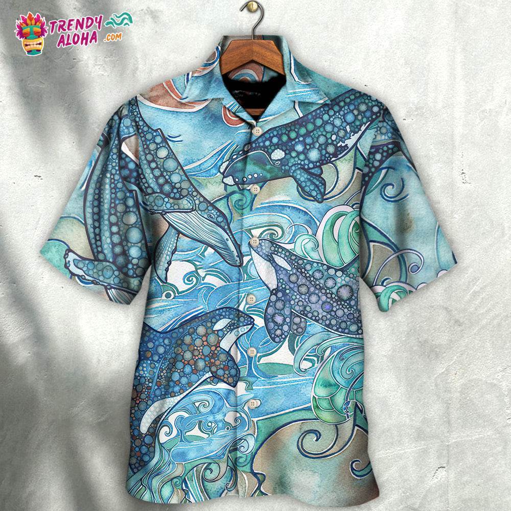 Shark Jumping In The Ocean Stained Glass Hawaiian Shirt – Trendy Aloha