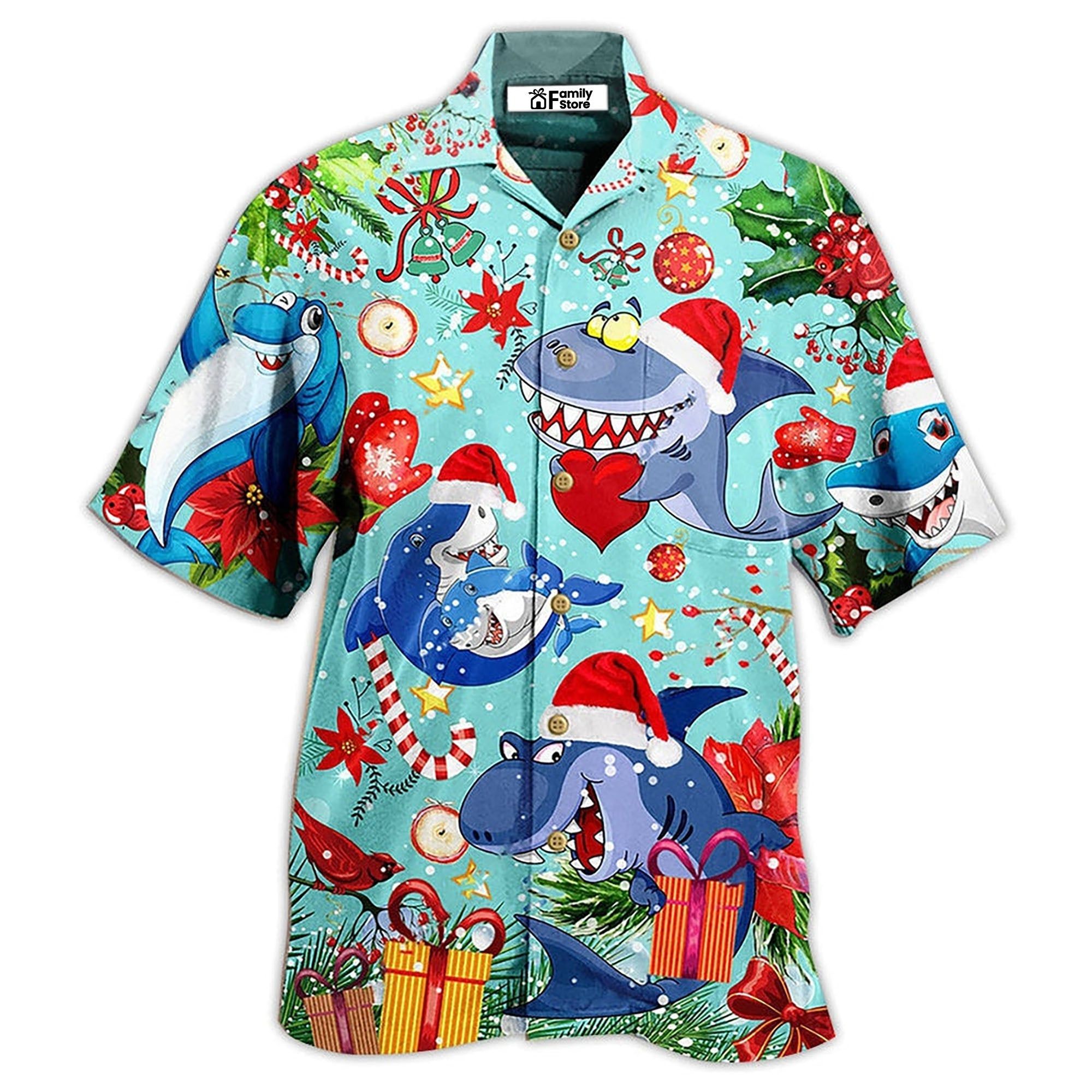 Shark Love Christmas Hawaiian Shirt Shark Love Christmas Hawaiian Shirt