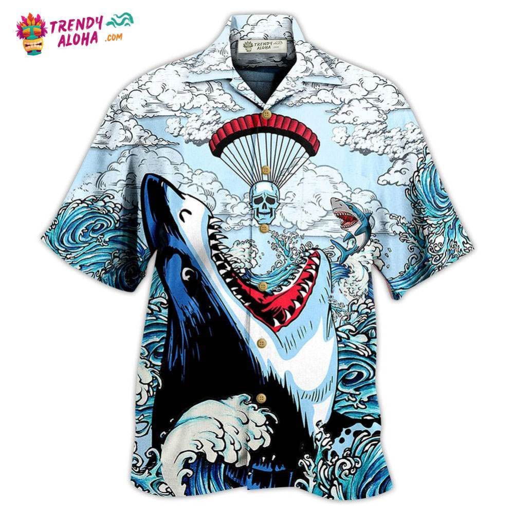 Shark Love Skull Style Hawaiian Shirt – Trendy Aloha