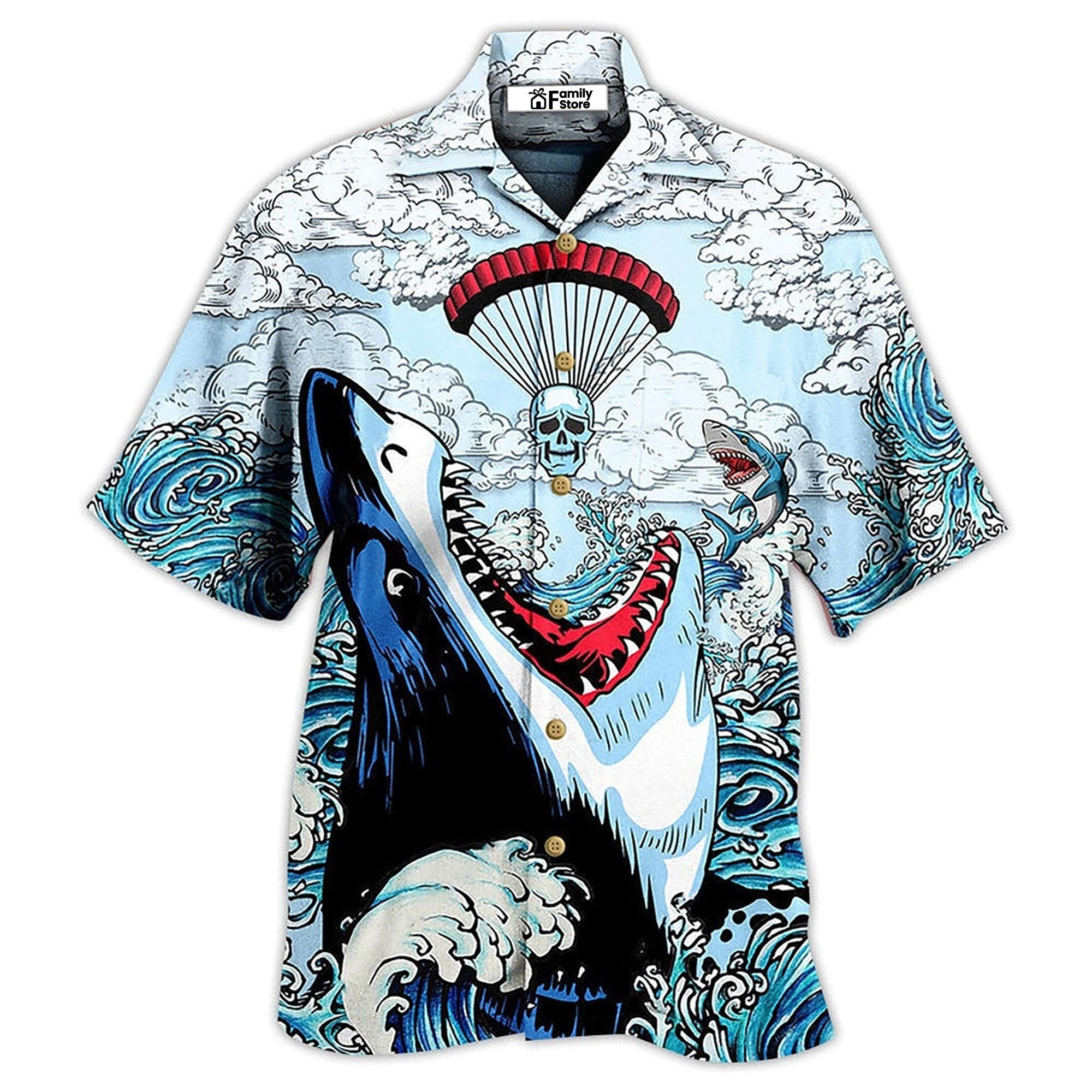 Shark Love Skull Style Hawaiian Shirt Shark Love Skull Style Hawaiian Shirt