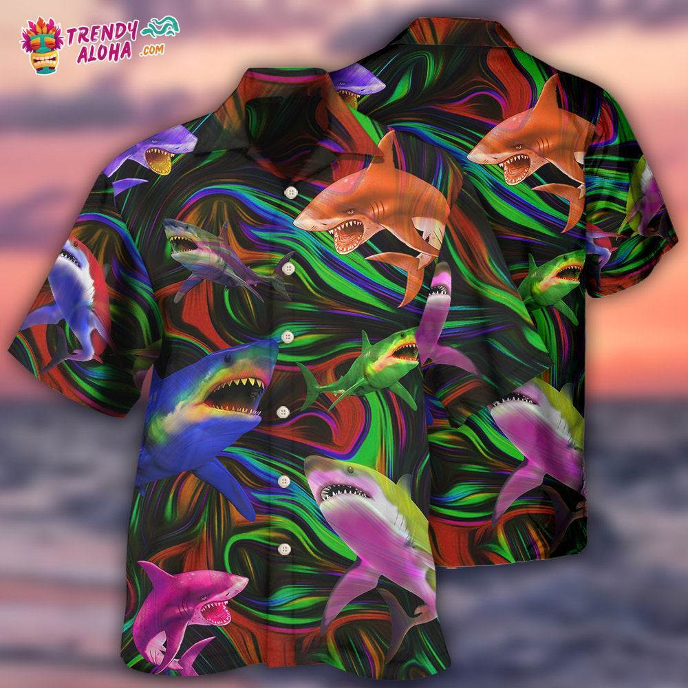 Shark Neon Style Lover Hawaiian Shirt – Trendy Aloha