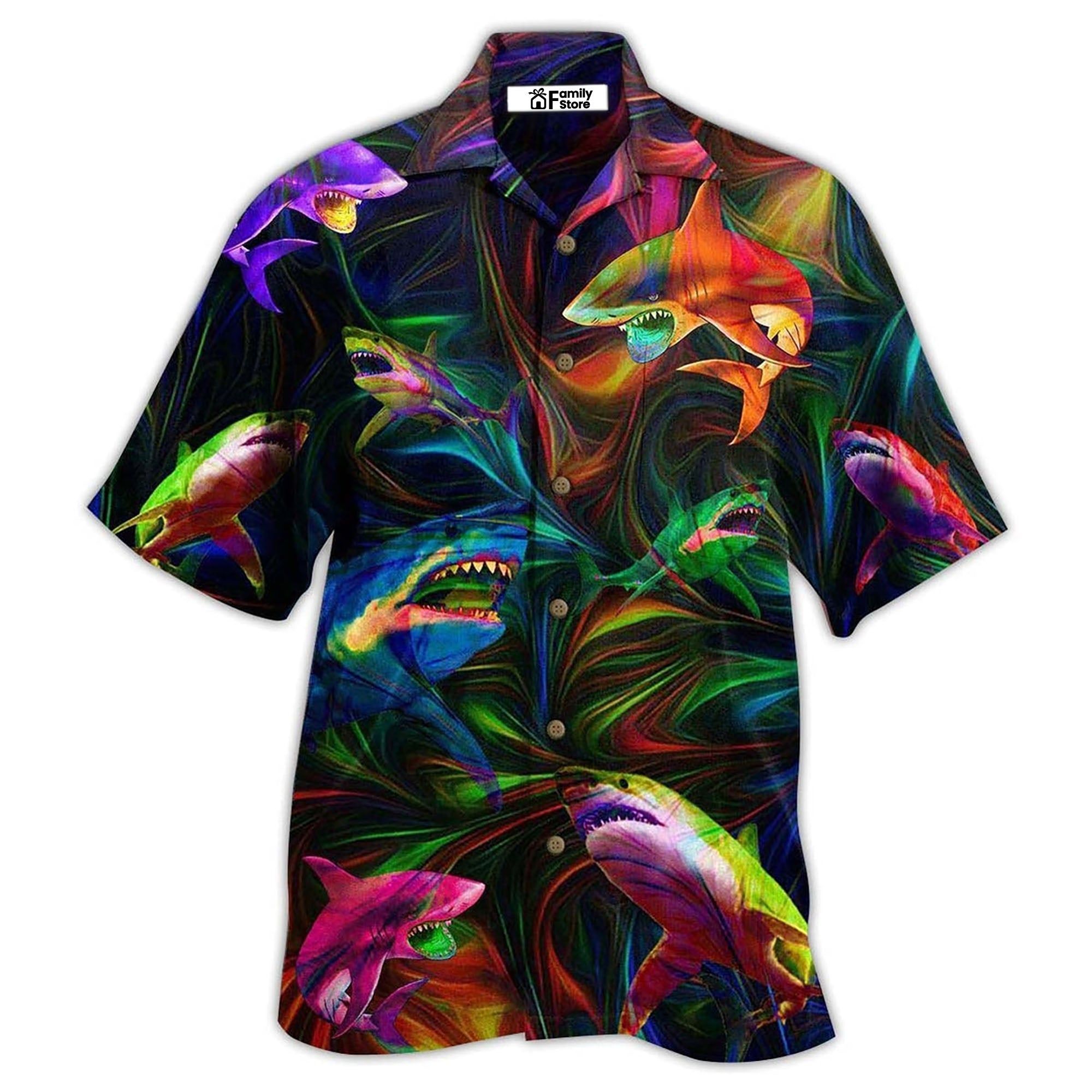 Shark Neon Style Lover Hawaiian Shirt Shark Neon Style Lover Hawaiian Shirt