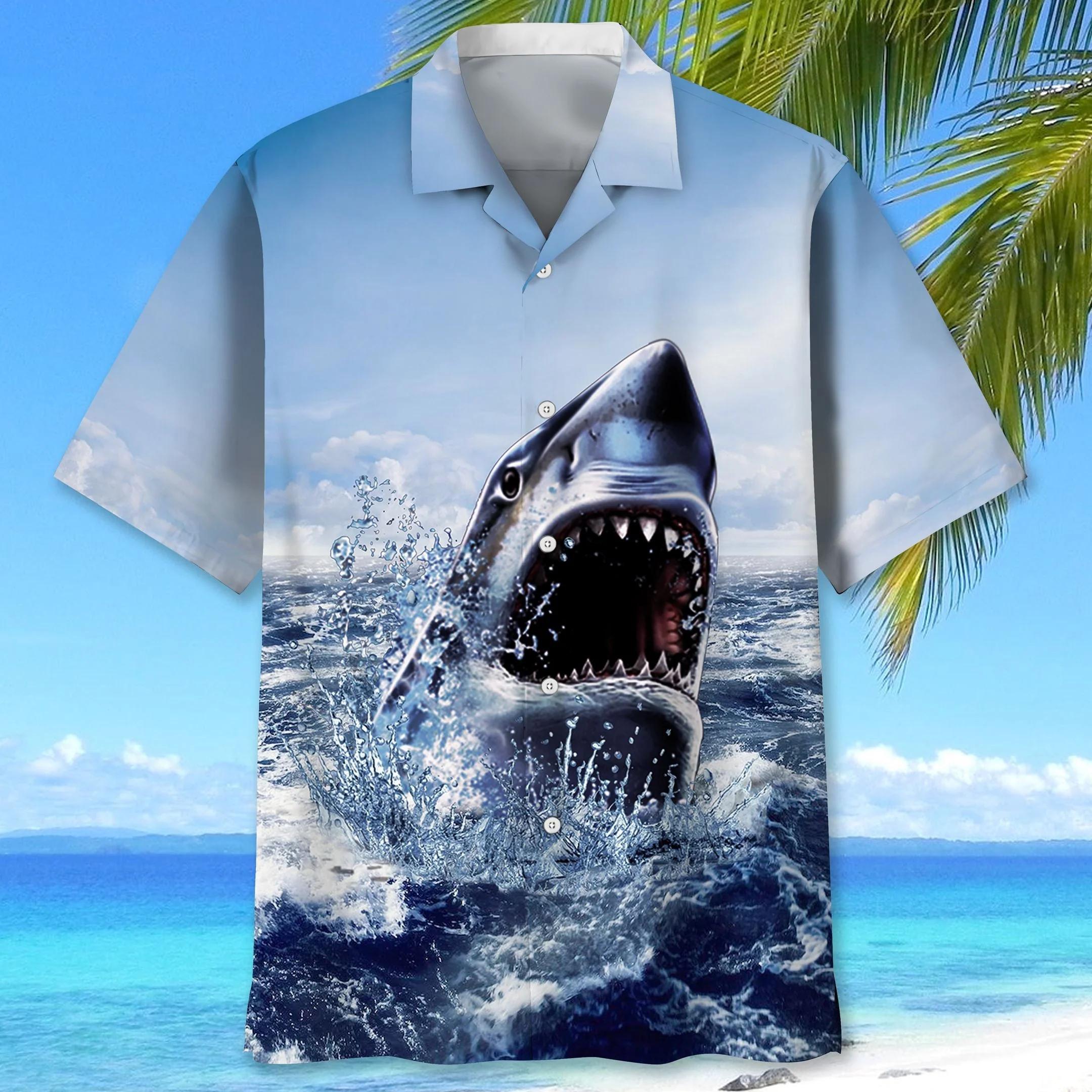 Shark Ocean Trendy Hawaiian Shirt, Shark Lover Trendy Hawaiian Shirt For