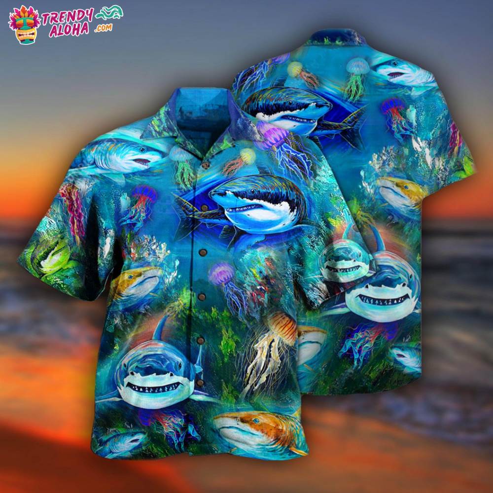 Shark Over Sea Awesome Hawaiian Shirt – Trendy Aloha