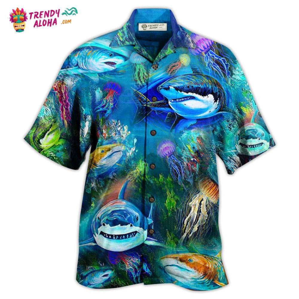 Shark Over Sea Awesome Hawaiian Shirt – Trendy Aloha Shark Over Sea Awesome Hawaiian Shirt – Trendy Aloha