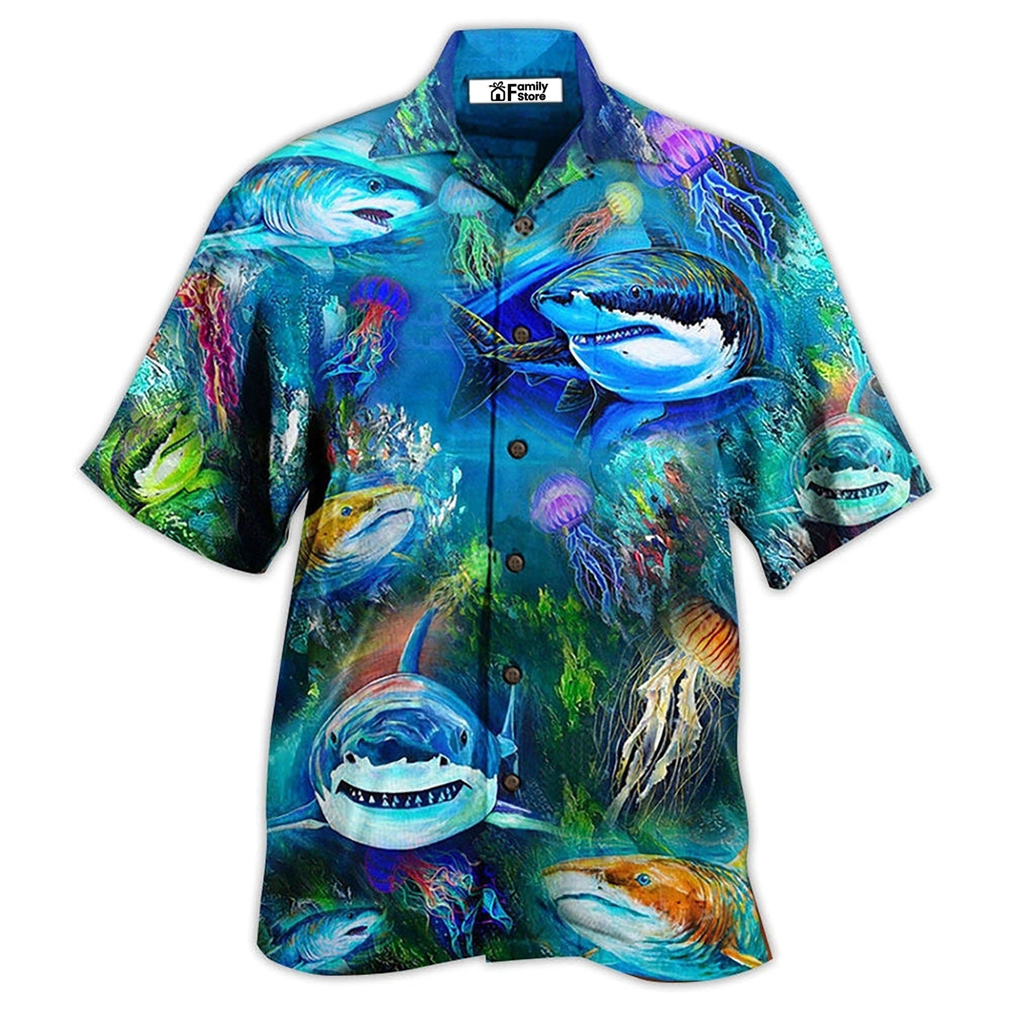 Shark Over Sea Awesome Hawaiian Shirt Shark Over Sea Awesome Hawaiian Shirt