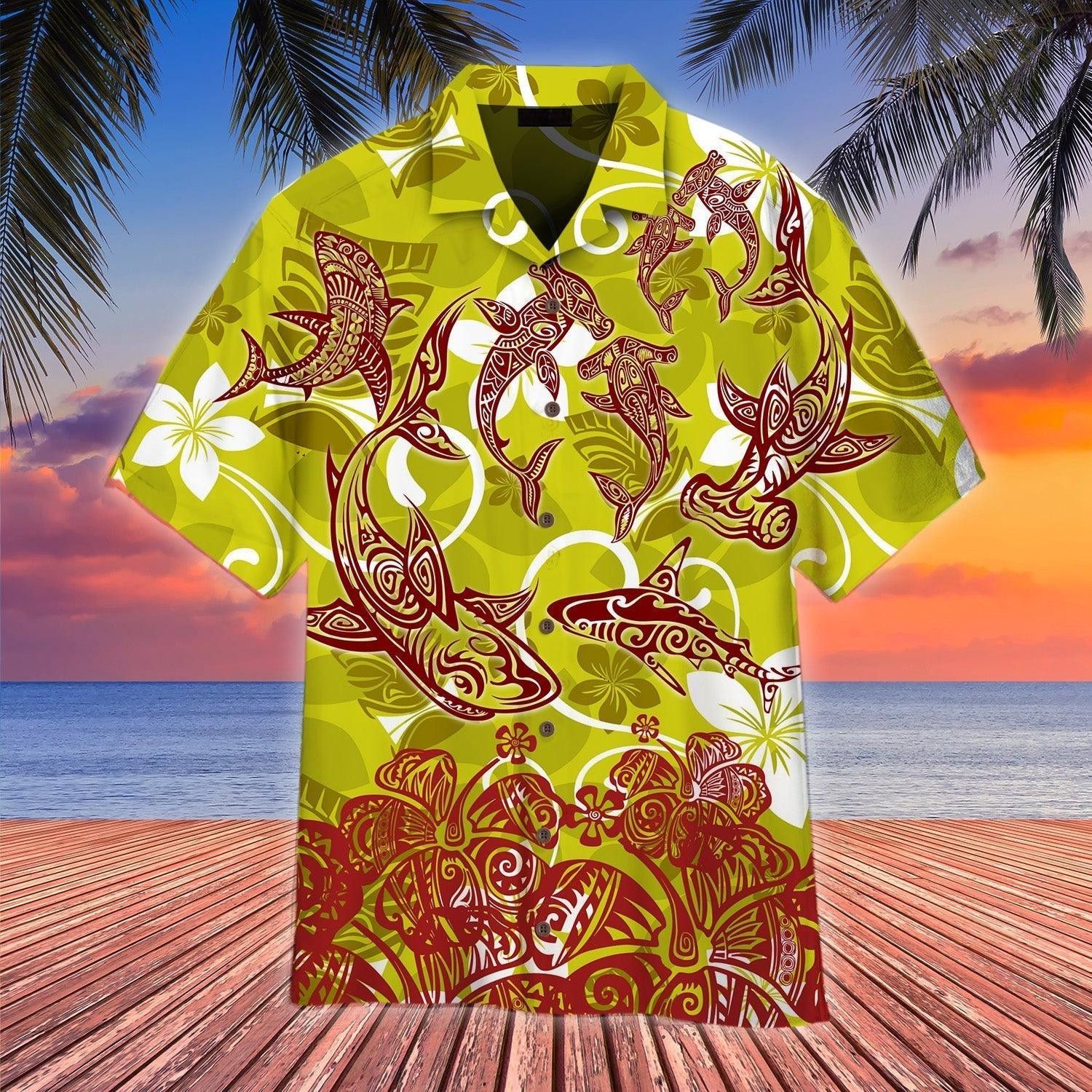 Shark Polynesian Trendy Hawaiian Shirt For