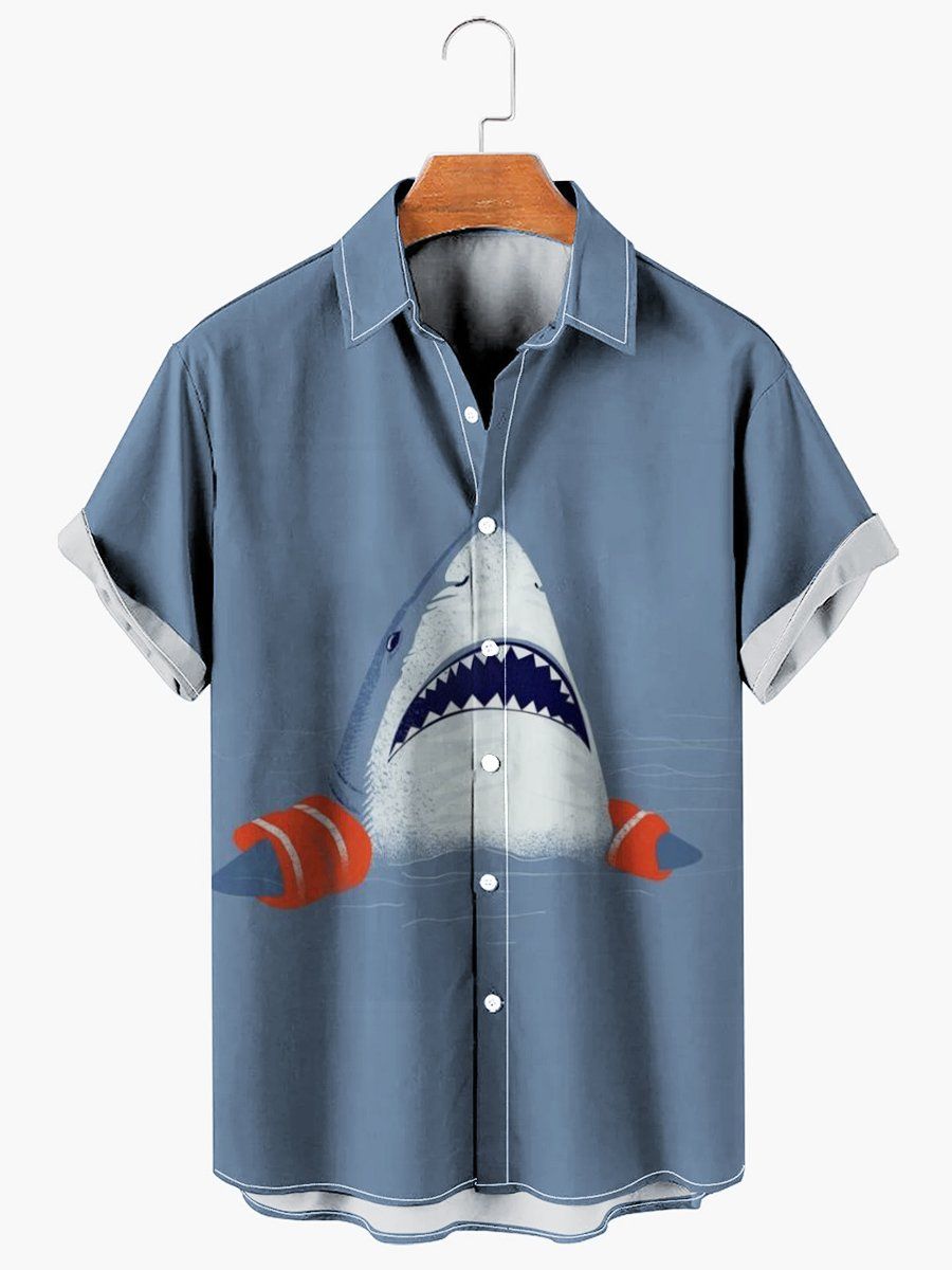 Shark Print Casual Hawaiia Short Sleeve Shirt Shark Print Casual Hawaiia Short Sleeve Shirt