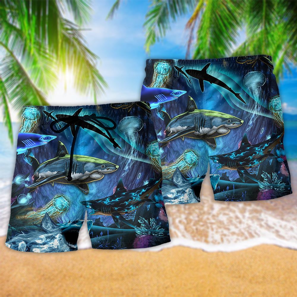 Shark Special In The Deep Ocean Cool Trendy Aloha Hawaiian Beach Shorts