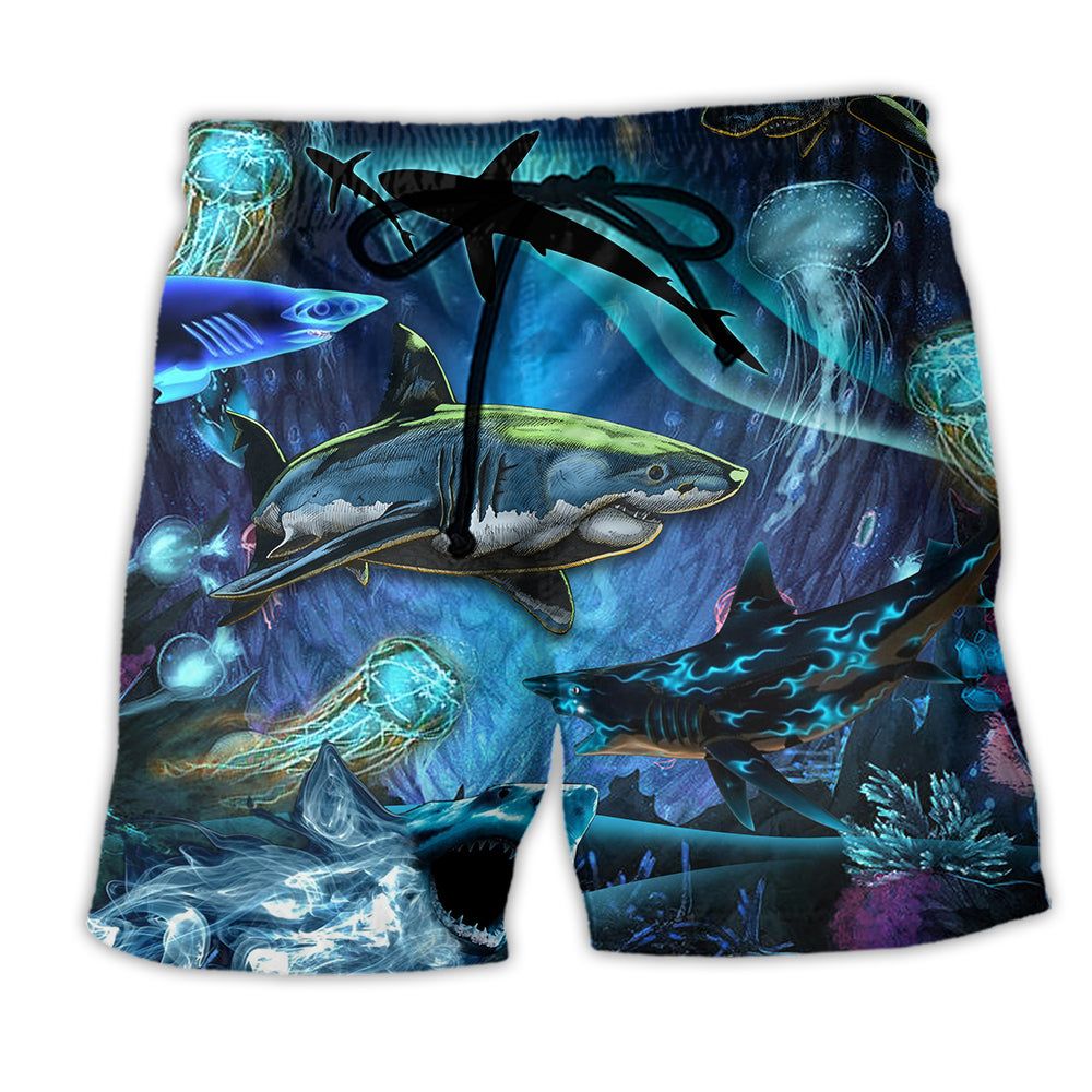 Shark Special In The Deep Ocean Cool Trendy Aloha Hawaiian Beach Shorts