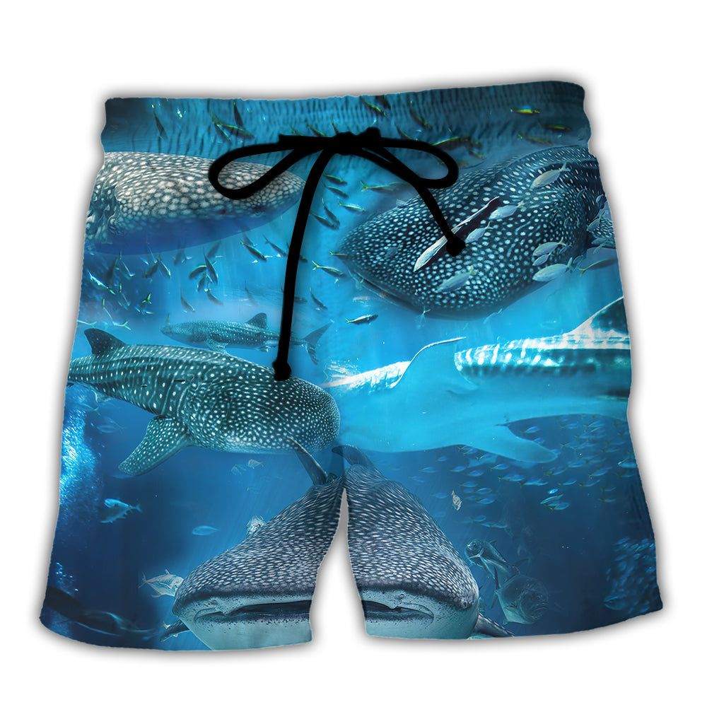 Shark – Swim With Whale Sharks Trendy Aloha Hawaiian Beach Shorts Shark – Swim With Whale Sharks Trendy Aloha Hawaiian Beach Shorts