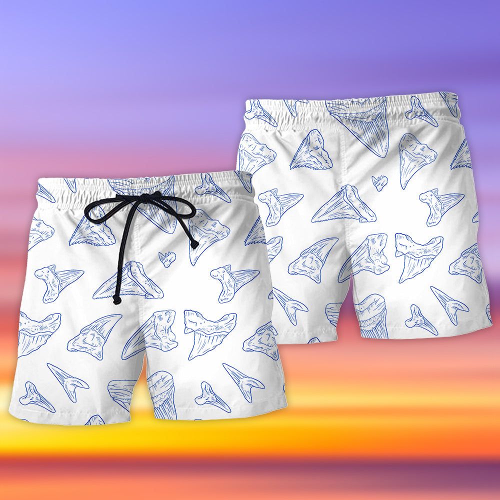 Shark Teeth Collector Basic Trendy Aloha Hawaiian Beach Shorts