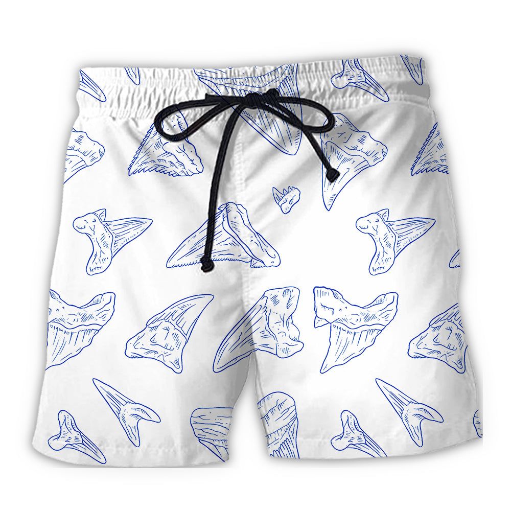 Shark Teeth Collector Basic Trendy Aloha Hawaiian Beach Shorts Shark Teeth Collector Basic Trendy Aloha Hawaiian Beach Shorts