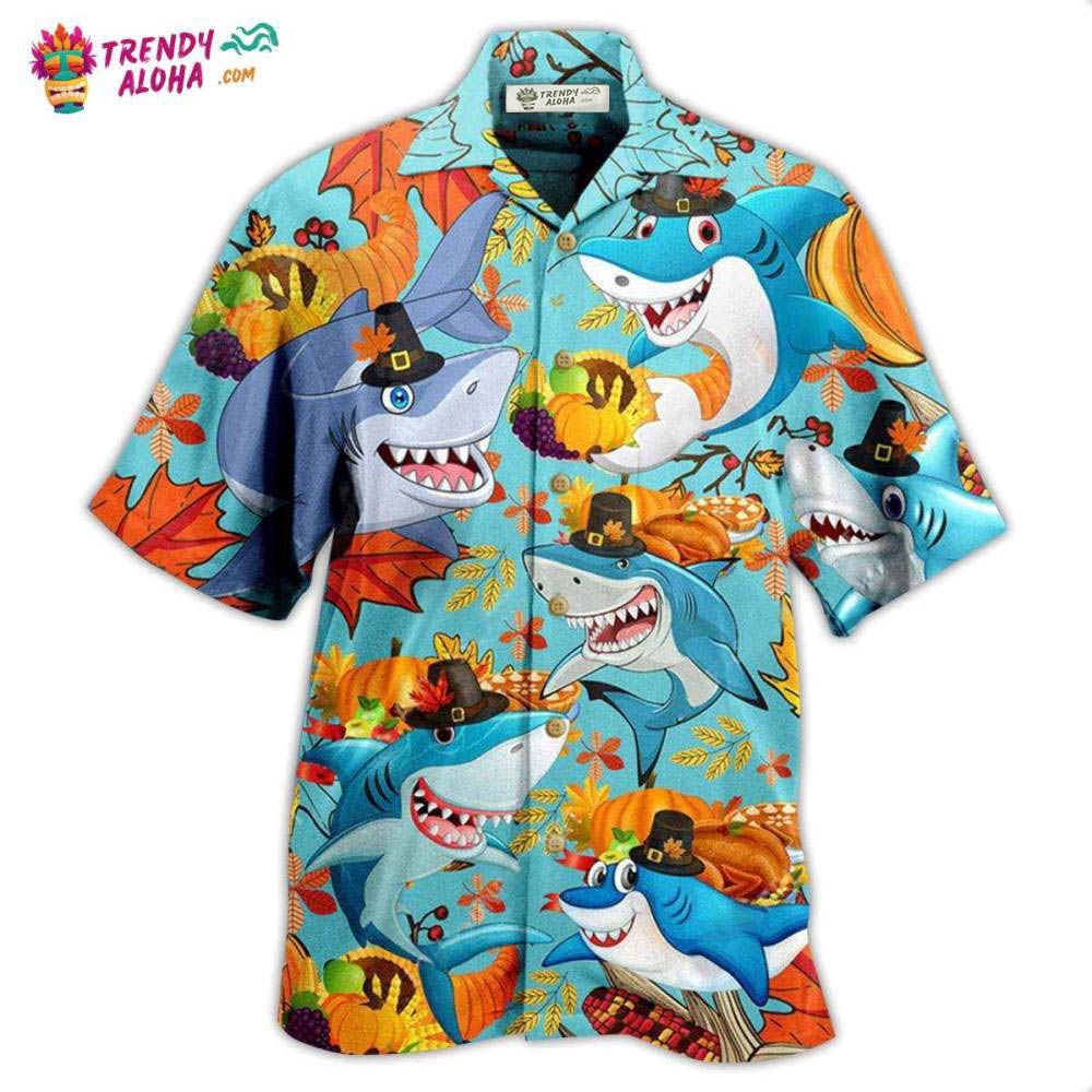 Shark Thanksgiving Hawaiian Shirt – Trendy Aloha