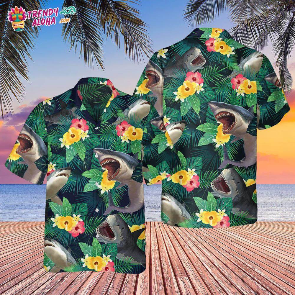 Shark Tropical Summer Vibes Hawaiian Shirt – Trendy Aloha