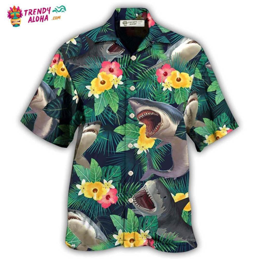 Shark Tropical Summer Vibes Hawaiian Shirt – Trendy Aloha Shark Tropical Summer Vibes Hawaiian Shirt – Trendy Aloha