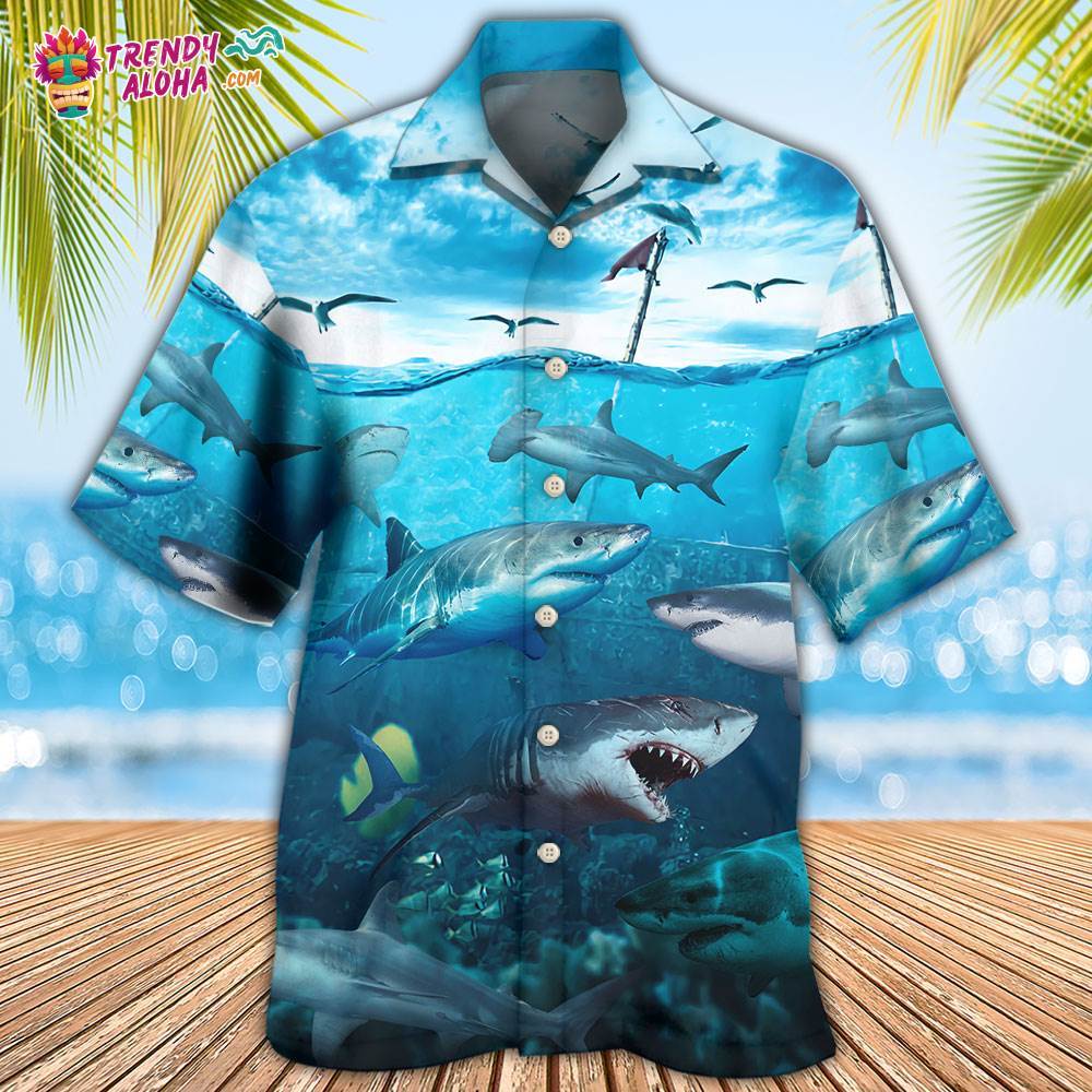 Shark Undersea Darkness Art Hawaiian Shirt – Trendy Aloha