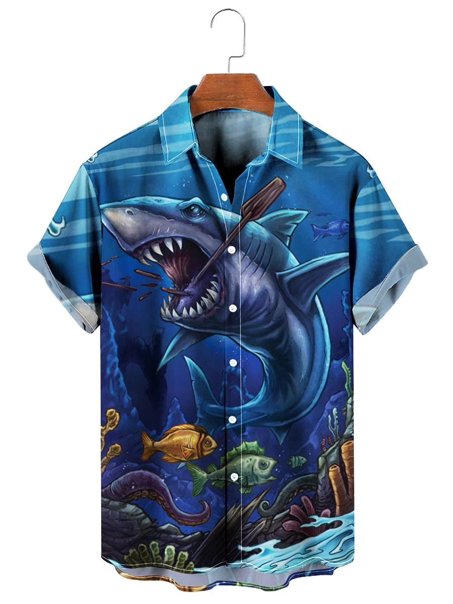 Shark Underwater Print Hawaiian Shirt Shark Underwater Print Hawaiian Shirt