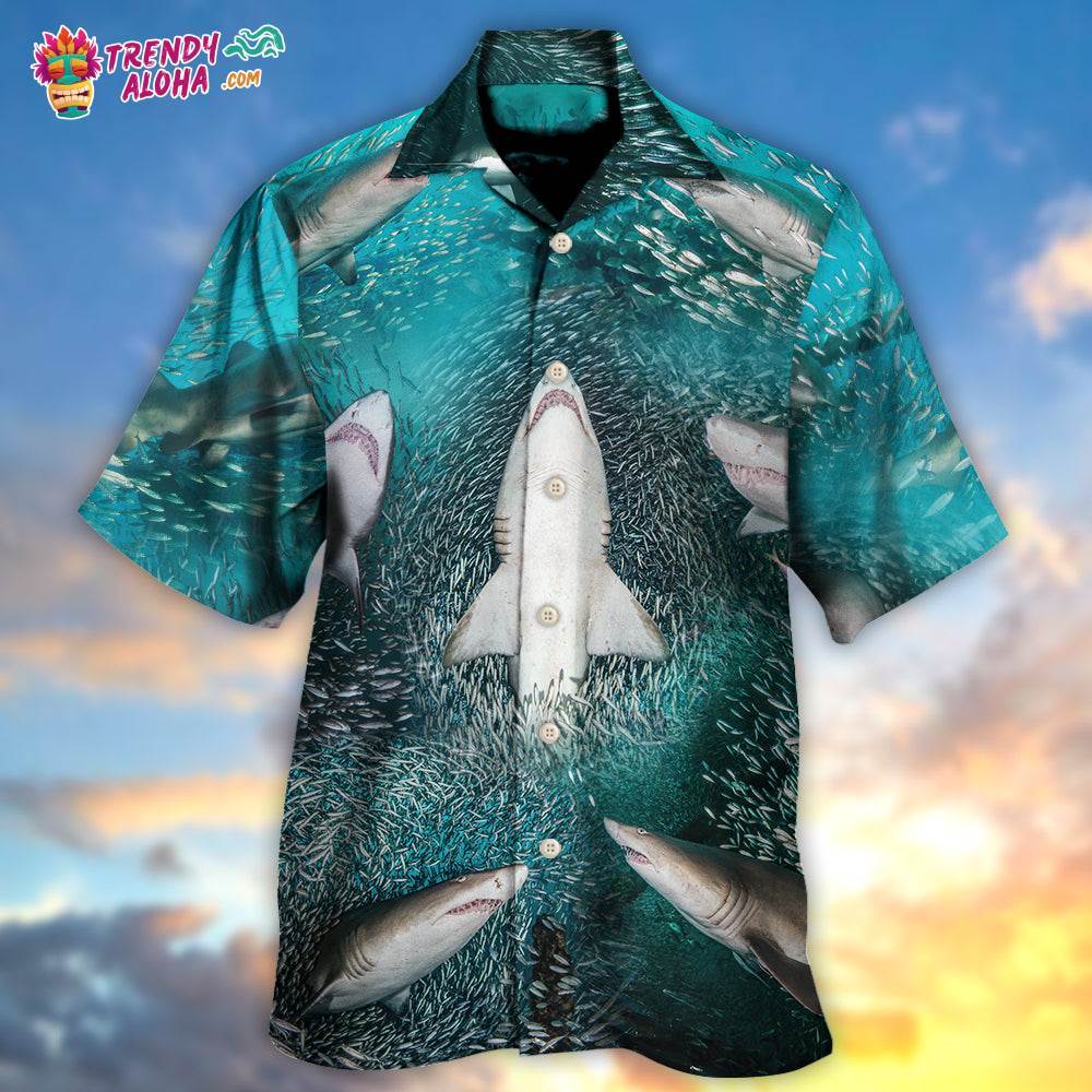 Shark’S Buffet -Thousands Of Sardines Hawaiian Shirt – Trendy Aloha