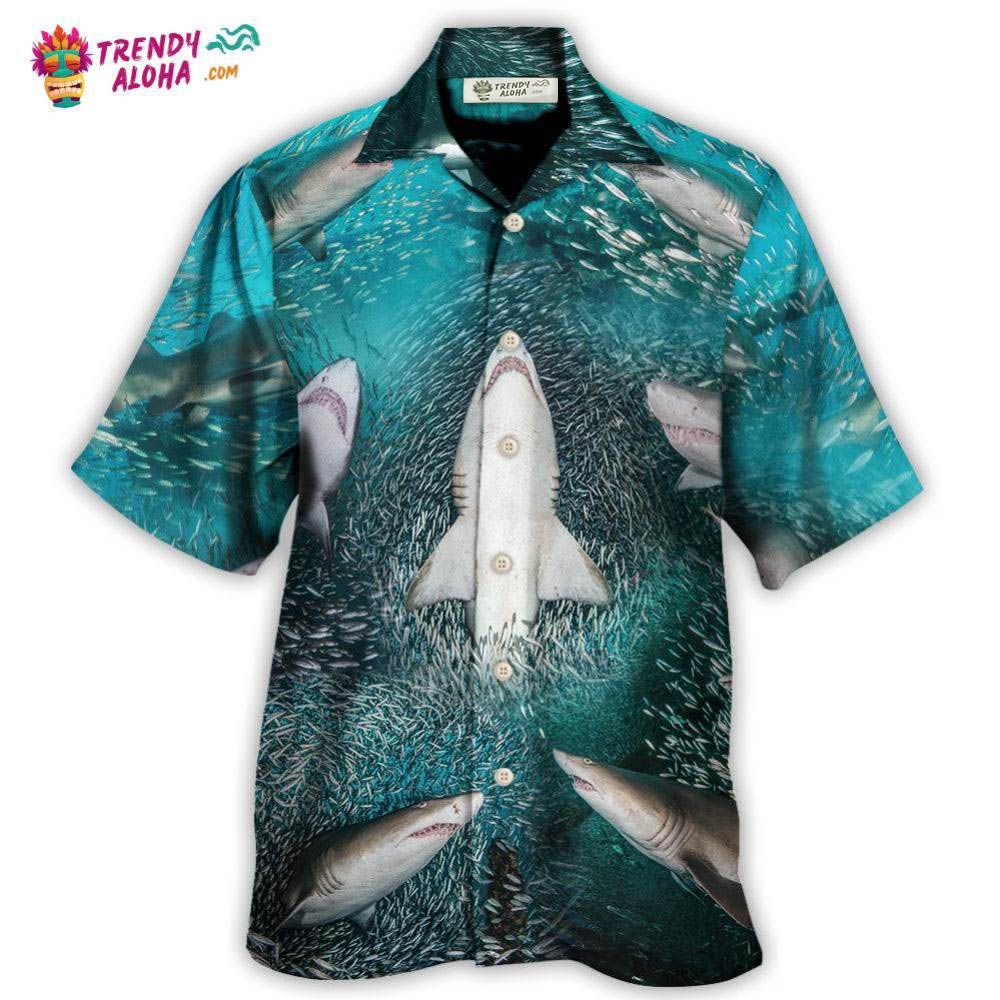 Shark’S Buffet -Thousands Of Sardines Hawaiian Shirt – Trendy Aloha