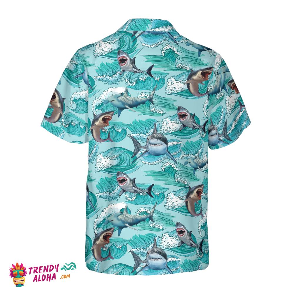 Sharks On Sea Waves Hawaiian Shirt