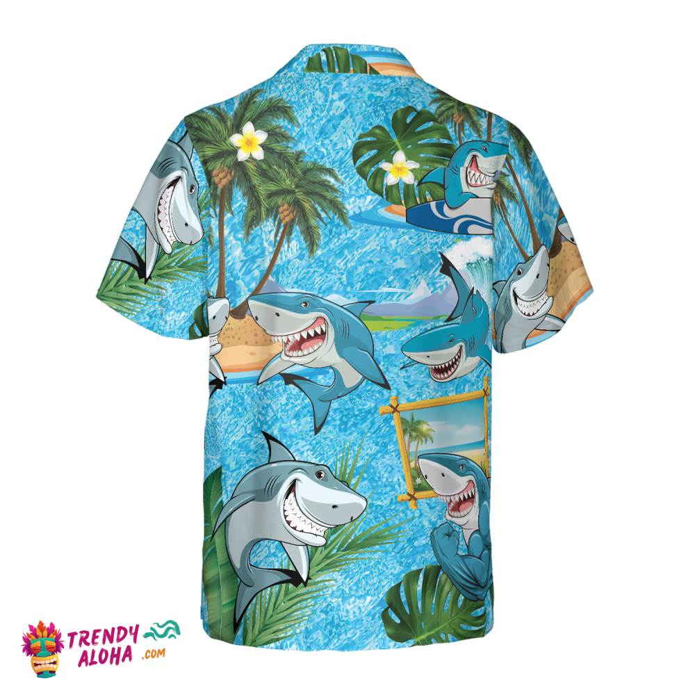 Sharks On The Beach Hawaiian Shirt
