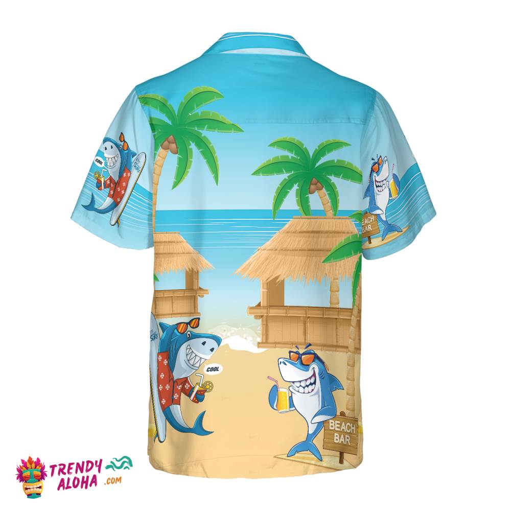 Sharks Party On The Beach Hawaiian Shirt