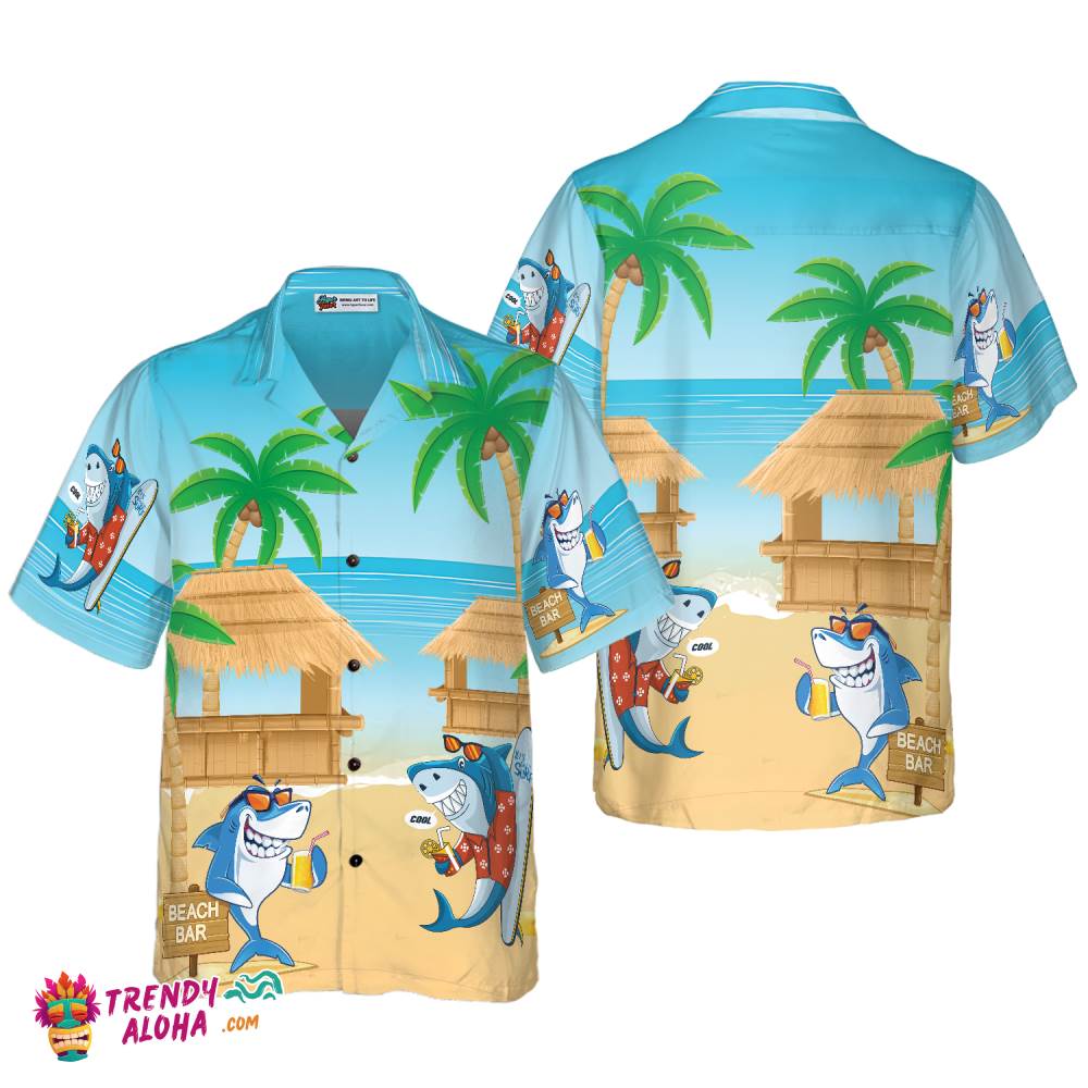 Sharks Party On The Beach Hawaiian Shirt