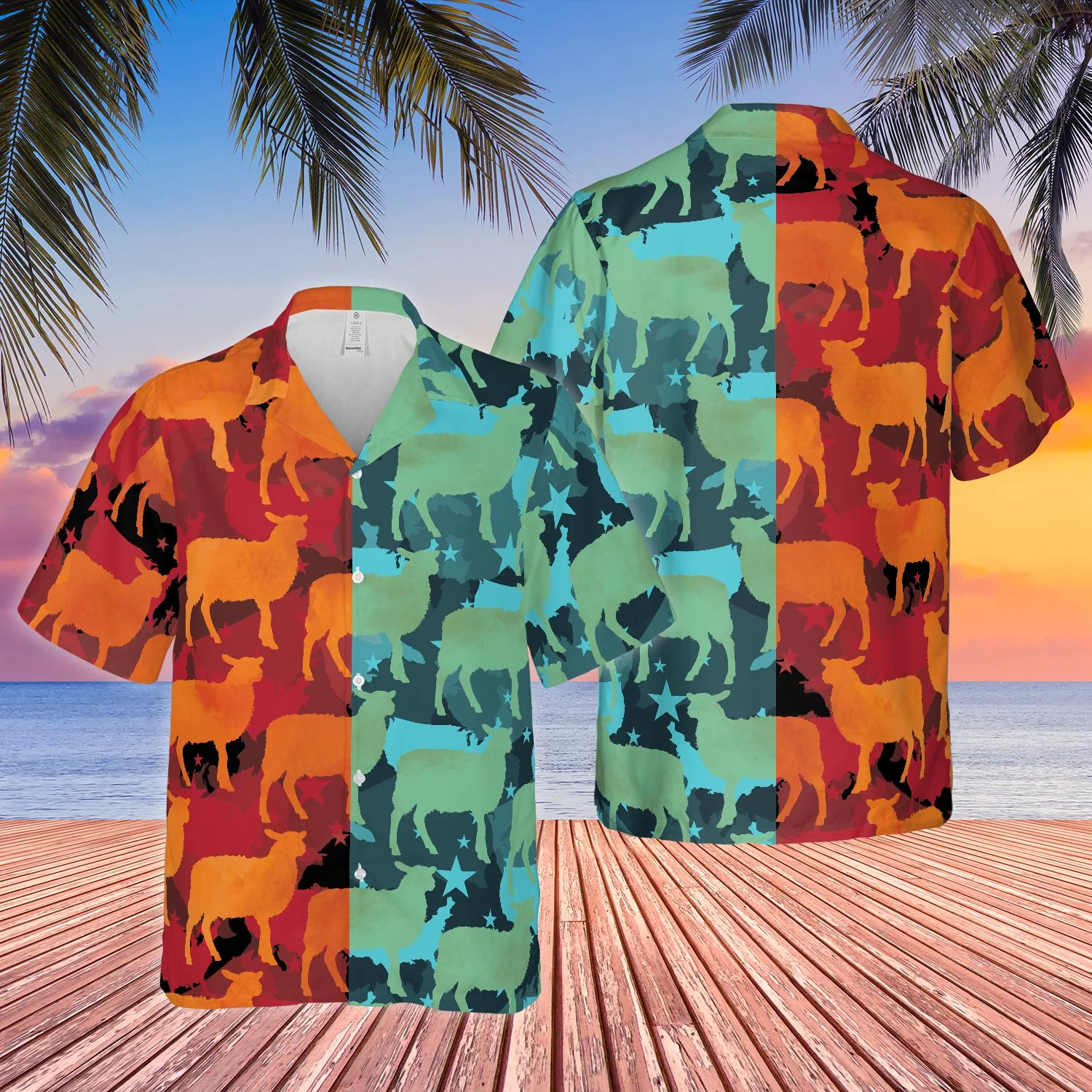 Sheep Dual-Temperature Camo 3D Hawaiian Shirt Vibrant Print