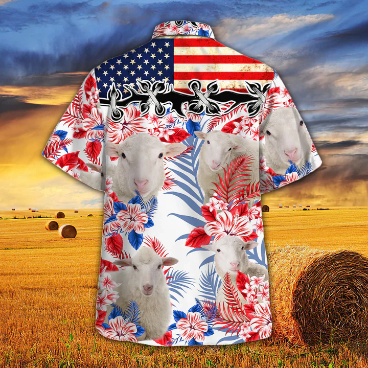 Sheep Lovers American Flag Trendy Hawaiian Shirt, Sheep Trendy Hawaiian Shirt Vintage Flower, Trendy Hawaiian Shirt Men, Trendy Hawaiian Shirt Women