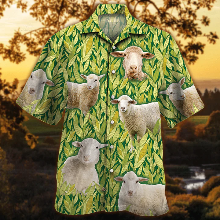 Sheep Lovers Corn Pattern Trendy Hawaiian Shirt, Vintage Farm Trendy Hawaiian Shirts For Men – Animals Mens Trendy Hawaiian Shirts Sheep Lovers Corn Pattern Trendy Hawaiian Shirt, Vintage Farm Trendy Hawaiian Shirts For Men – Animals Mens Trendy Hawaiian Shirts