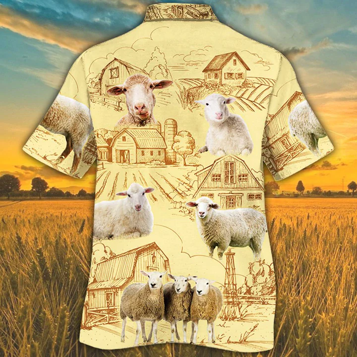 Sheep Lovers Farm Trendy Hawaiian Shirt, Farm Sheep Short Sleeve Hawaiian Aloha Shirt For Men, Women
