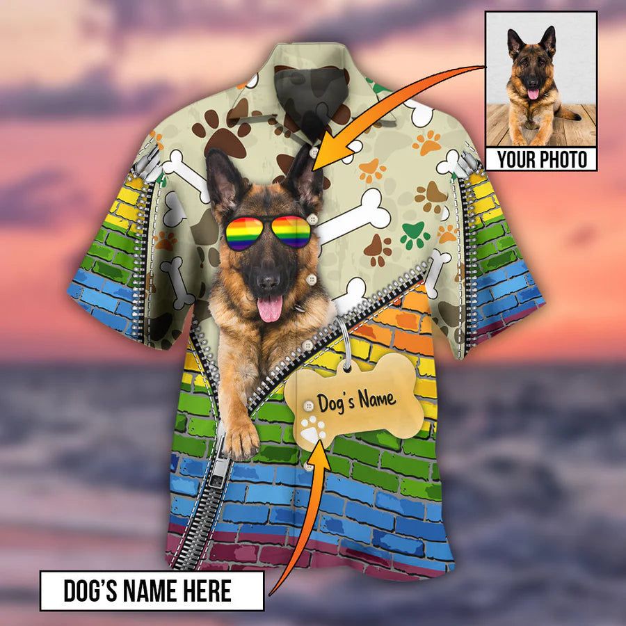 Shepherd’s Pride: Custom Photo German Shepherd Hawaiian Shirt Shepherd’s Pride: Custom Photo German Shepherd Hawaiian Shirt
