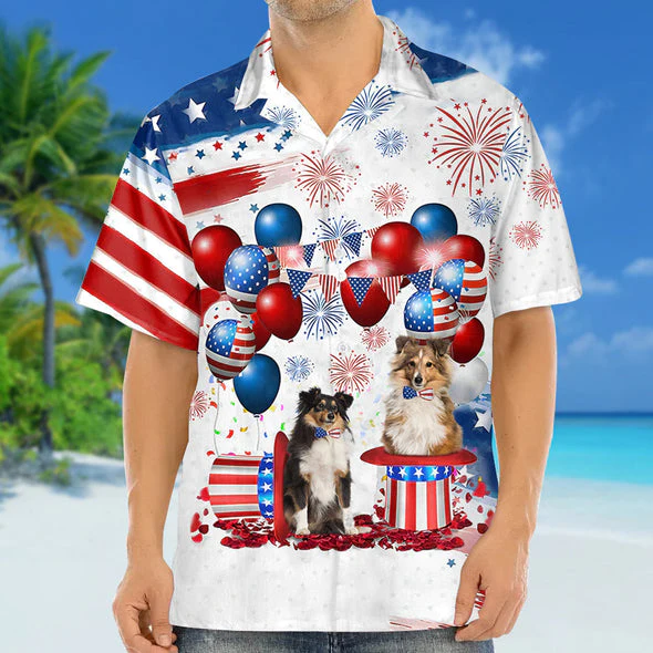 Shetland Sheepdog Independence Day Trendy Hawaiian Shirt For Men And Women, 4Th Of July Trendy Hawaiian Shirt