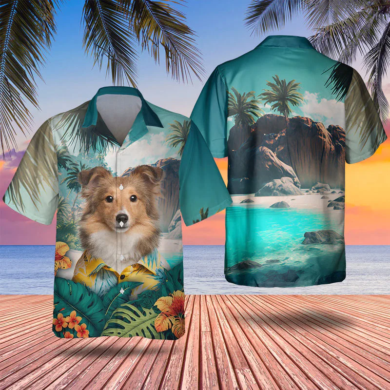 Shetland Sheepdog Tropical Trendy Hawaiian Shirt, Dog Lover Trendy Hawaiian Shirt, Summer Gift For Men And Women Shetland Sheepdog Tropical Trendy Hawaiian Shirt, Dog Lover Trendy Hawaiian Shirt, Summer Gift For Men And Women