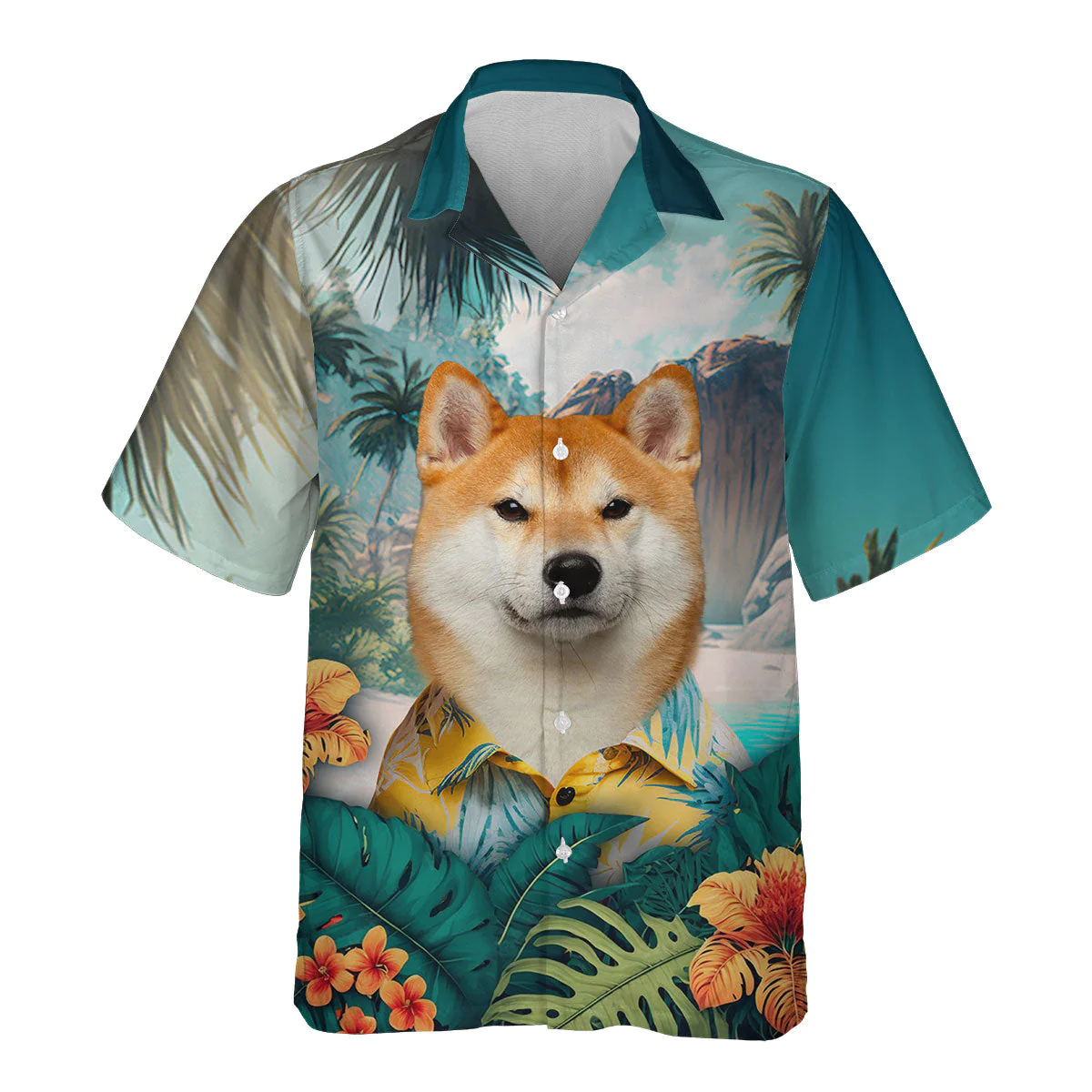 Shiba Inu Enigma Vividly Presented In 3D Hawaiian Tropical Shirt