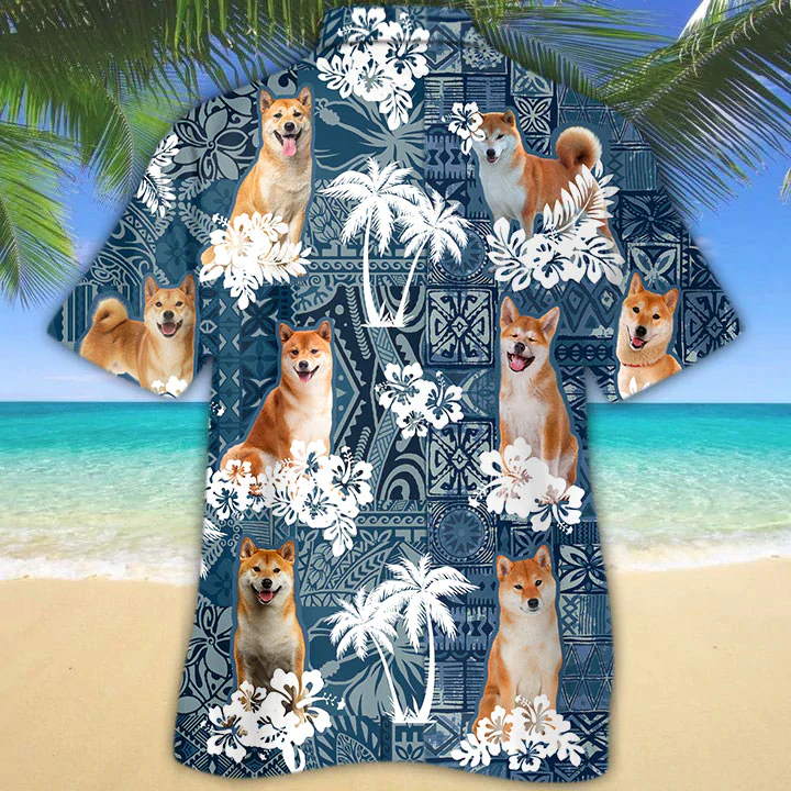 Shiba Inu Trendy Hawaiian Shirt, Flowers Aloha Shirt For Dog Lovers, Men’s Trendy Hawaiian Shirt, Women’s Trendy Hawaiian Shirt