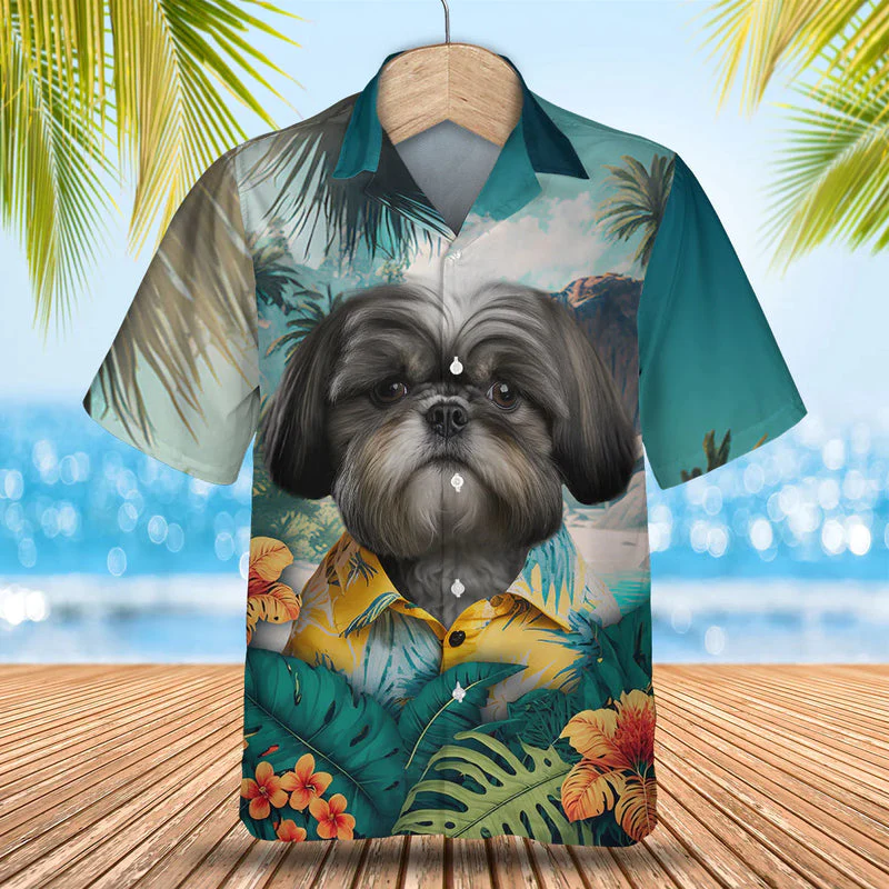 Shih Tzu 3D Tropical Trendy Hawaiian Shirt, Dog Lover Trendy Hawaiian Shirt, Summer Gift For Men And Women