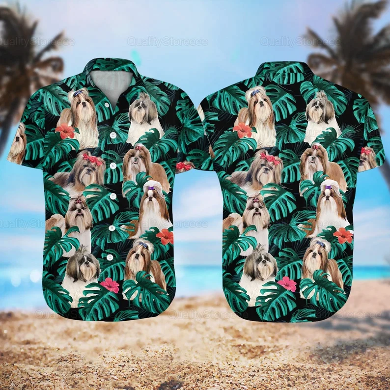 Shih Tzu Hawaii Shirt, Dog Trendy Hawaiian Shirts, Beach Vacation Shirt Shih Tzu Hawaii Shirt, Dog Trendy Hawaiian Shirts, Beach Vacation Shirt