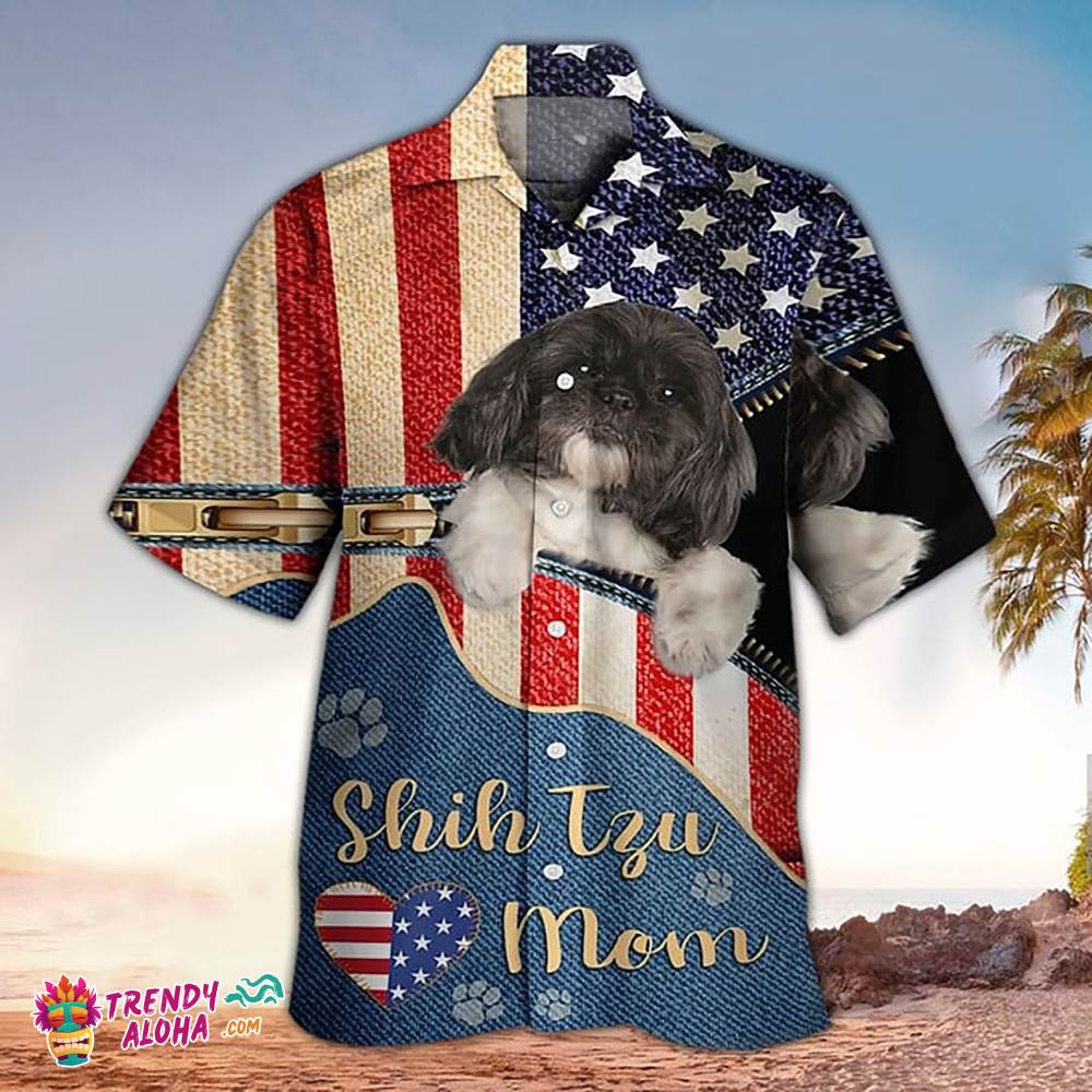 Shih Tzu Hawaiian Shirt American Shih Tzu Mom Hawaiian Aloha Beach Shirt